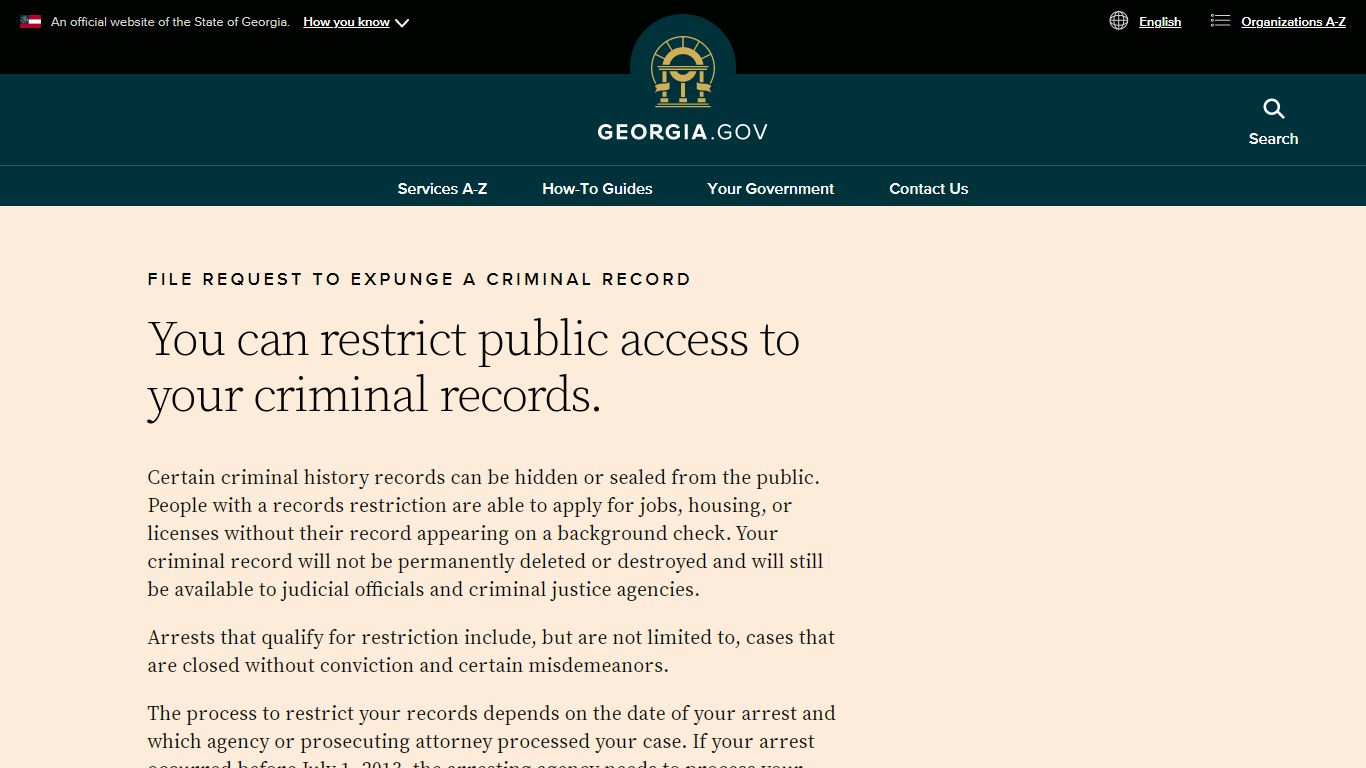 File Request to Expunge a Criminal Record | Georgia.gov